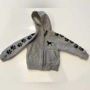 The black Dog baby 0-6 zip front hoodie grey